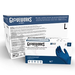 Extra Large-Case of 500 AMMEX AUTOPSY 13 mil Blue 2 inches longer Latex Free Disposable Medical Emergency Gloves. GPLHD  