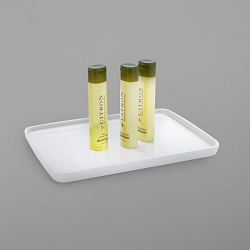 Accessory Collection: White Gloss Ceramic Rectangular Amenity Trays. Priced Each. 