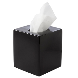 Accessory Collection: Black Ceramic Square Boutique Tissue Box Cover. Priced Each. (SOLD OUT)