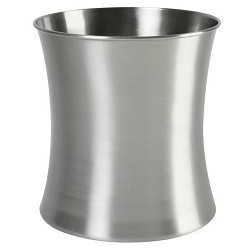 Accessory Premier Collection: Curve Contemporary Design, Durable Brushed Stainless Steel 10.5 Quart Wastebasket. Priced Each. 