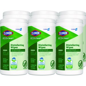 CloroxPro EcoClean Disinfecting Wipes, 1-Ply, 8 x 7, Unscented, CLO60605CT 